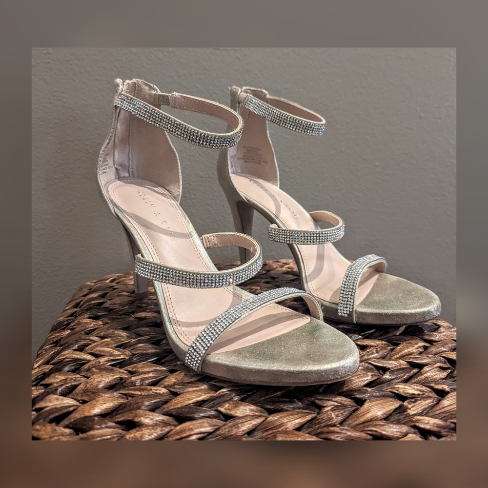 Kelly & Katie Size 8 Gold, Rhinestone Heels 3inch